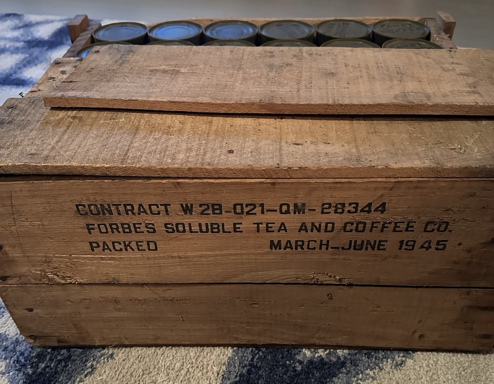 WWII US ARMY Coffee C Ration Forbes Soluble Tea & Coffee Company Great Cond 1945