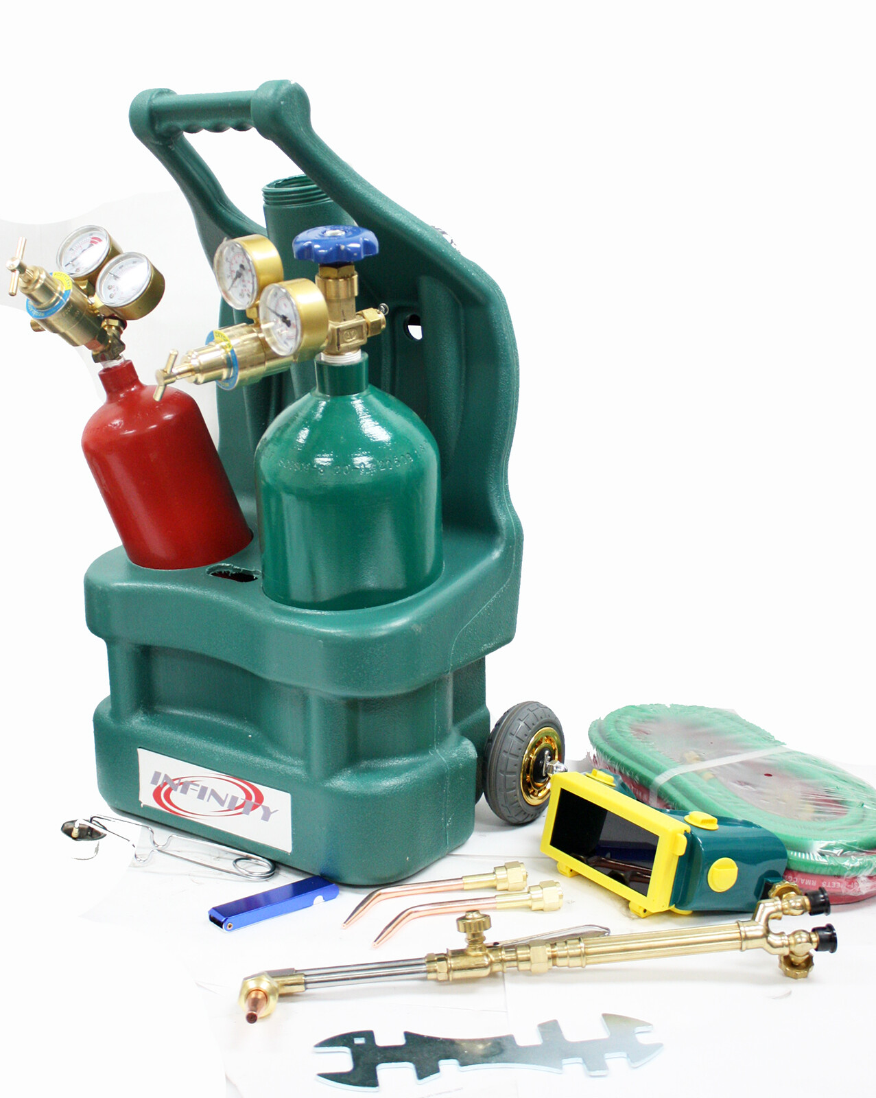 Portable Welding Cutting Torch Kit w/ Oxygen Acetylene Tanks Regulators & Hoses