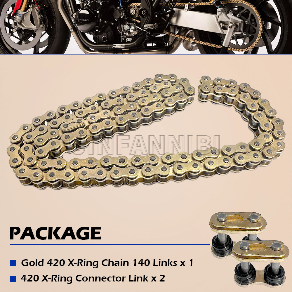 Gold 428 X-Ring Chain 140 Links W/Connecting Master Link for Motorcycle