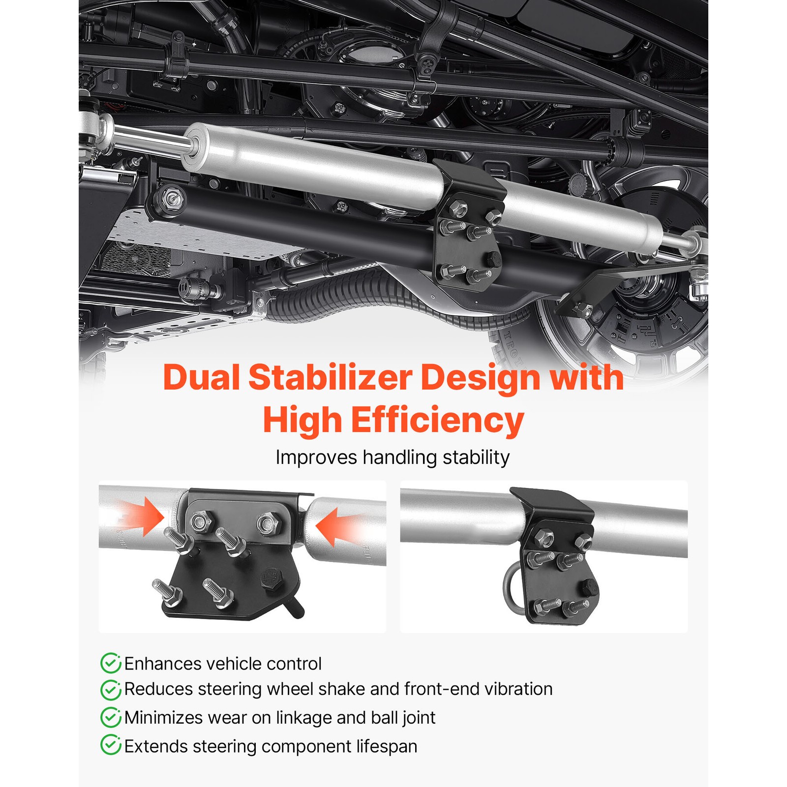 Uimoso Dual Steering Stabilizer for 2003-2012Dodge Ram 2500/3500 4WD 2-inch Lift