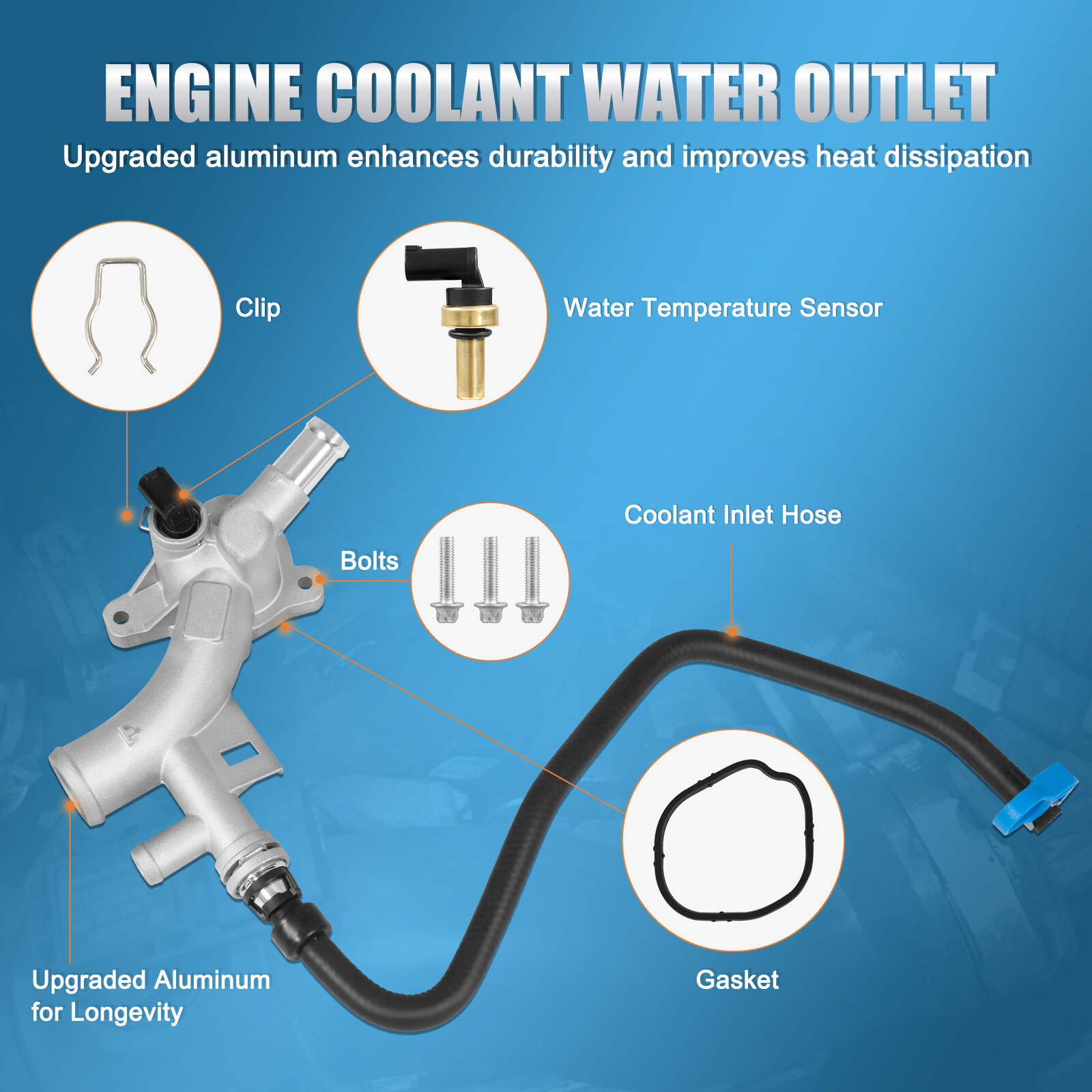 Engine Coolant Water Outlet W/ hose for Chevy Cruze Sonic Trax Buick Encore 1.4L