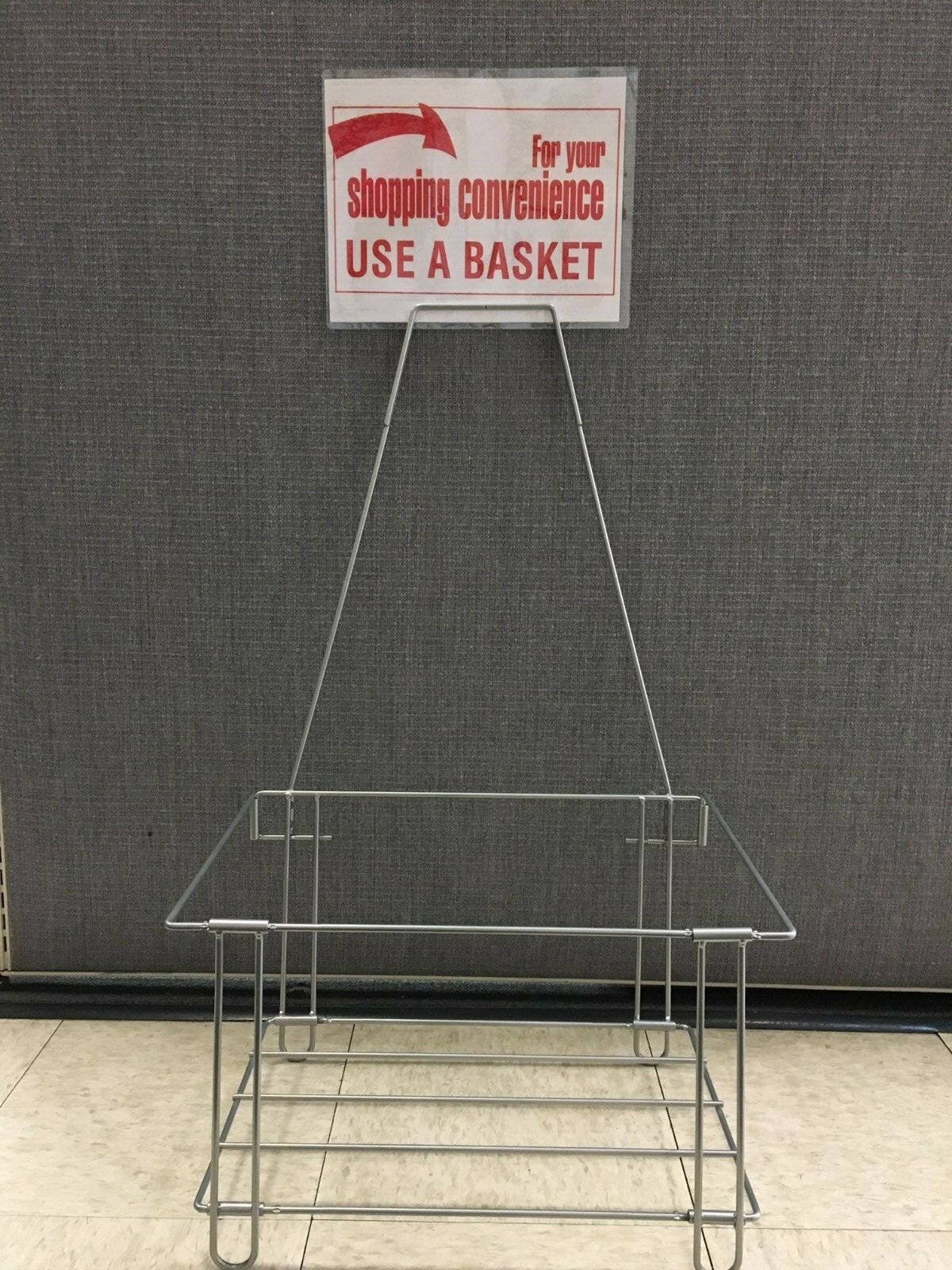 SHOPPING BASKETS "JUMBO SIZE" SET OF 12 WITH STAND/SIGN RED