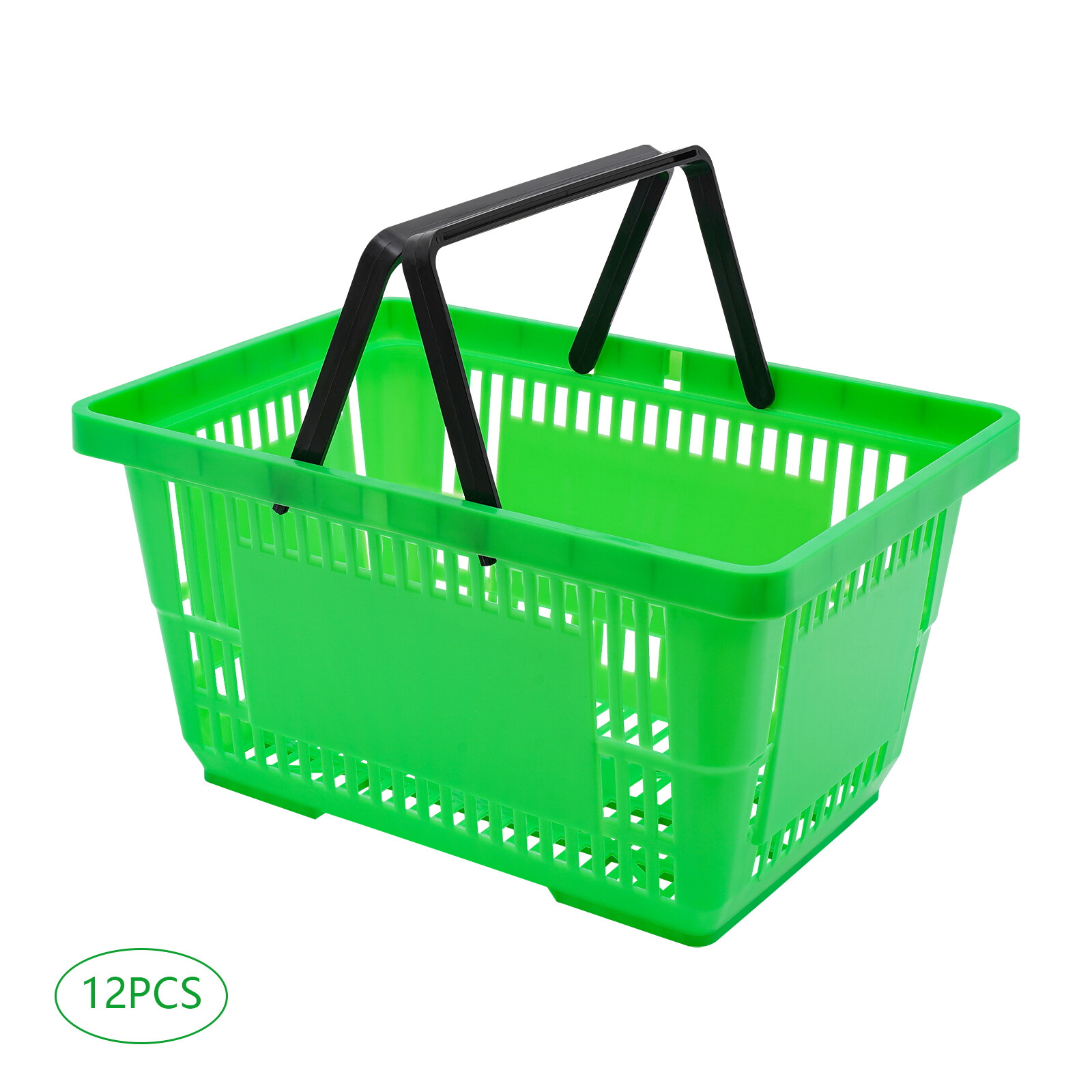 12PCS 28L Mesh Shopping Baskets with Handles Plastic Shopping Basket Portable