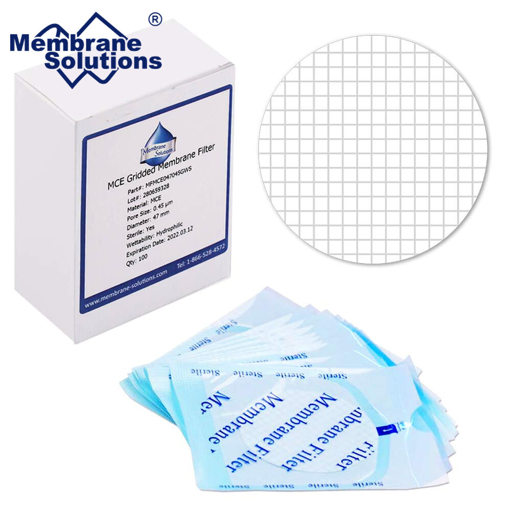 MCE Gridded Membrane Filters, 47mm Diameter, 0.22 um 0.45 μm Pore Size, STERILE