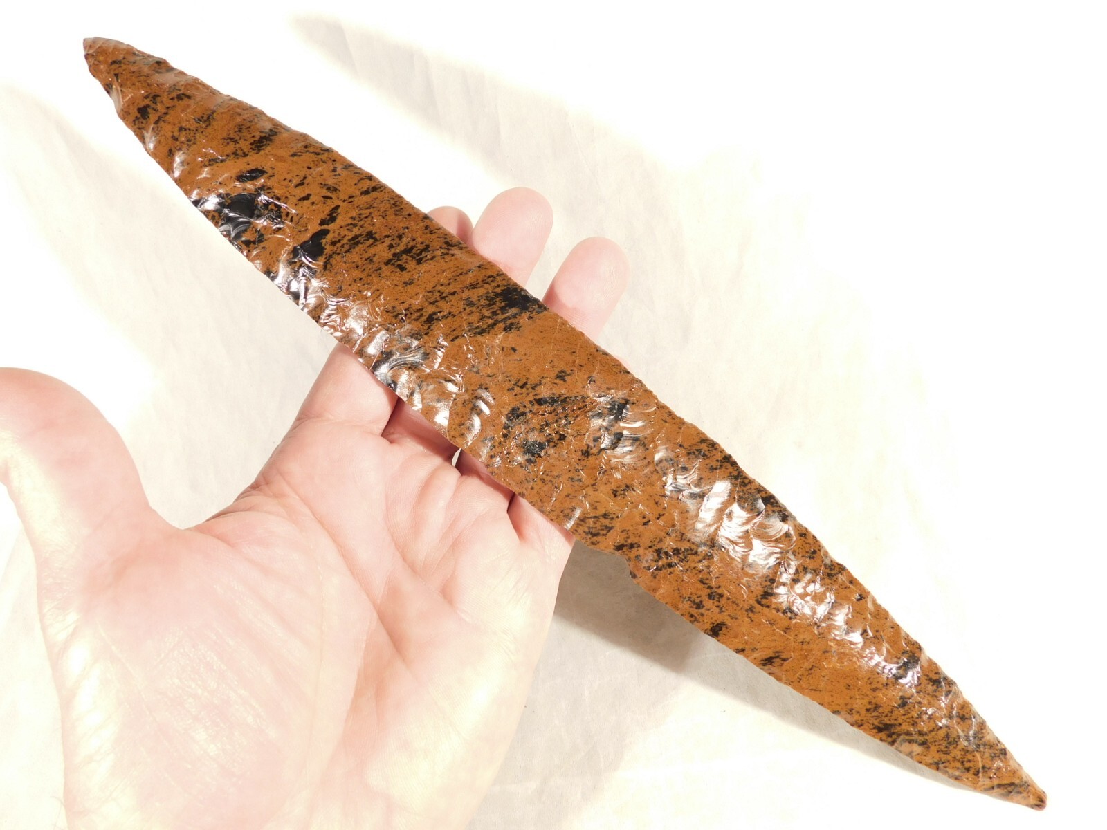 Huge! Ancient COLIMA Mahogany Obsidian Blade Knife or Spear Mexico 212gr