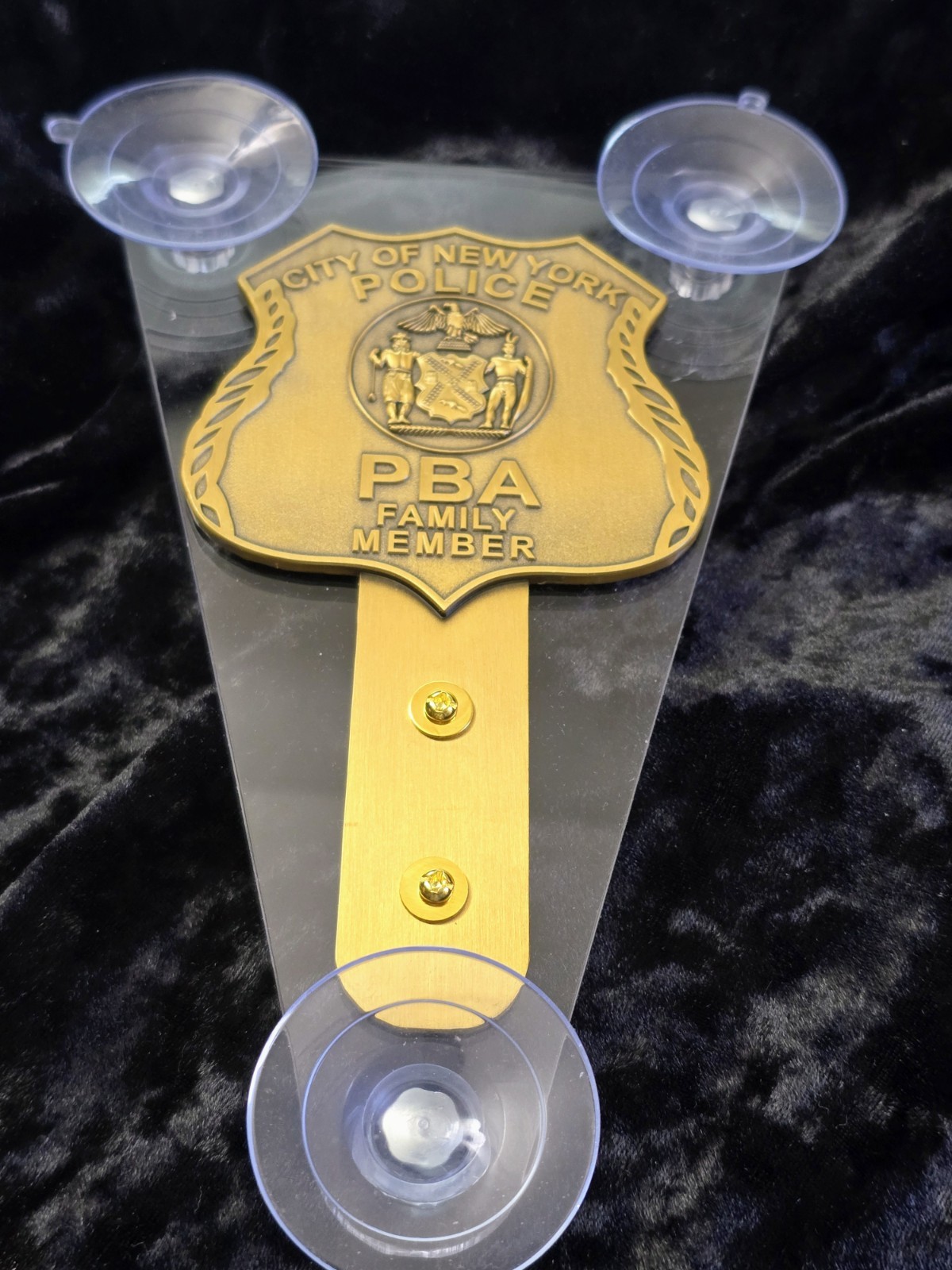 NYPD Windshield Badge Medalion Display. Family Member. Free Shipping.