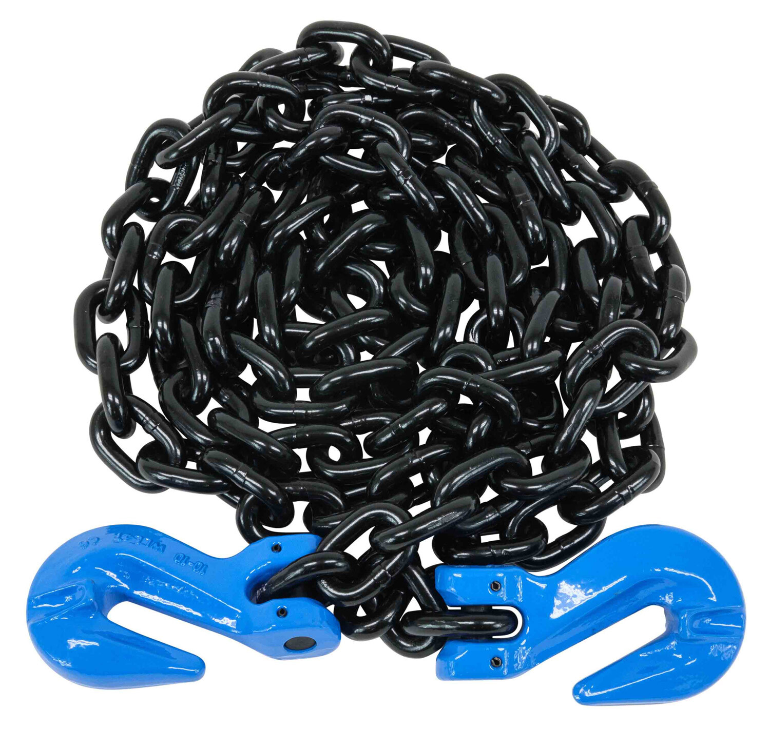 3/8" x 16' G100 High Grade Transportation Chain w/ Grab Hooks, 8800 lbs WLL