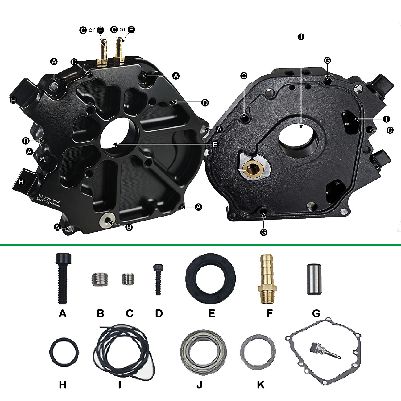 Black Dual Bearing Billet Side Cover - Upgrade For Predator 212cc Non Hemi