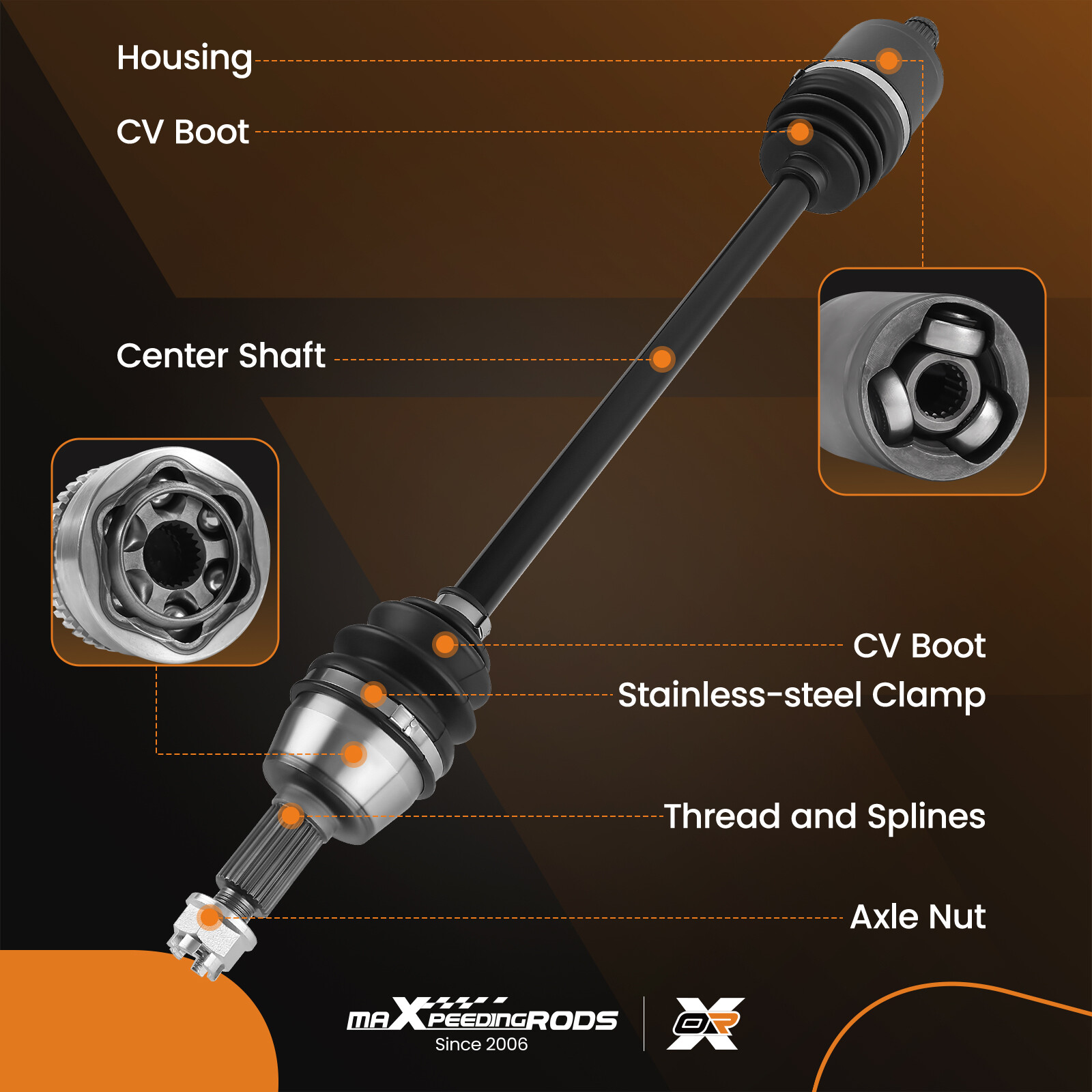 Front Right + Left CV Joint Axle for Polaris Ranger XP 900 2013-2019