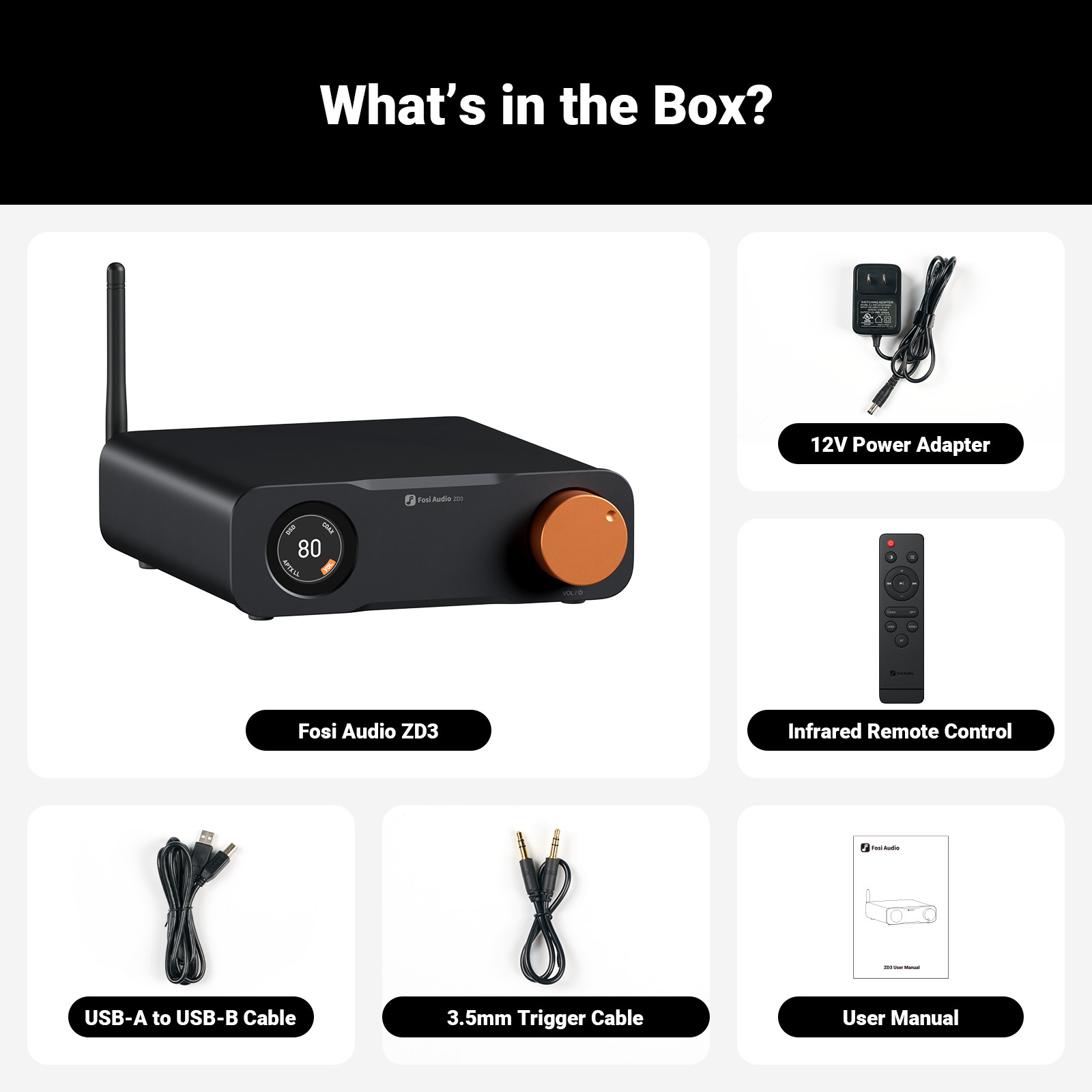 Fosi Audio ZD3 Fully Balance Desktop DAC Integrated Amp Converter with ES9039Q2M