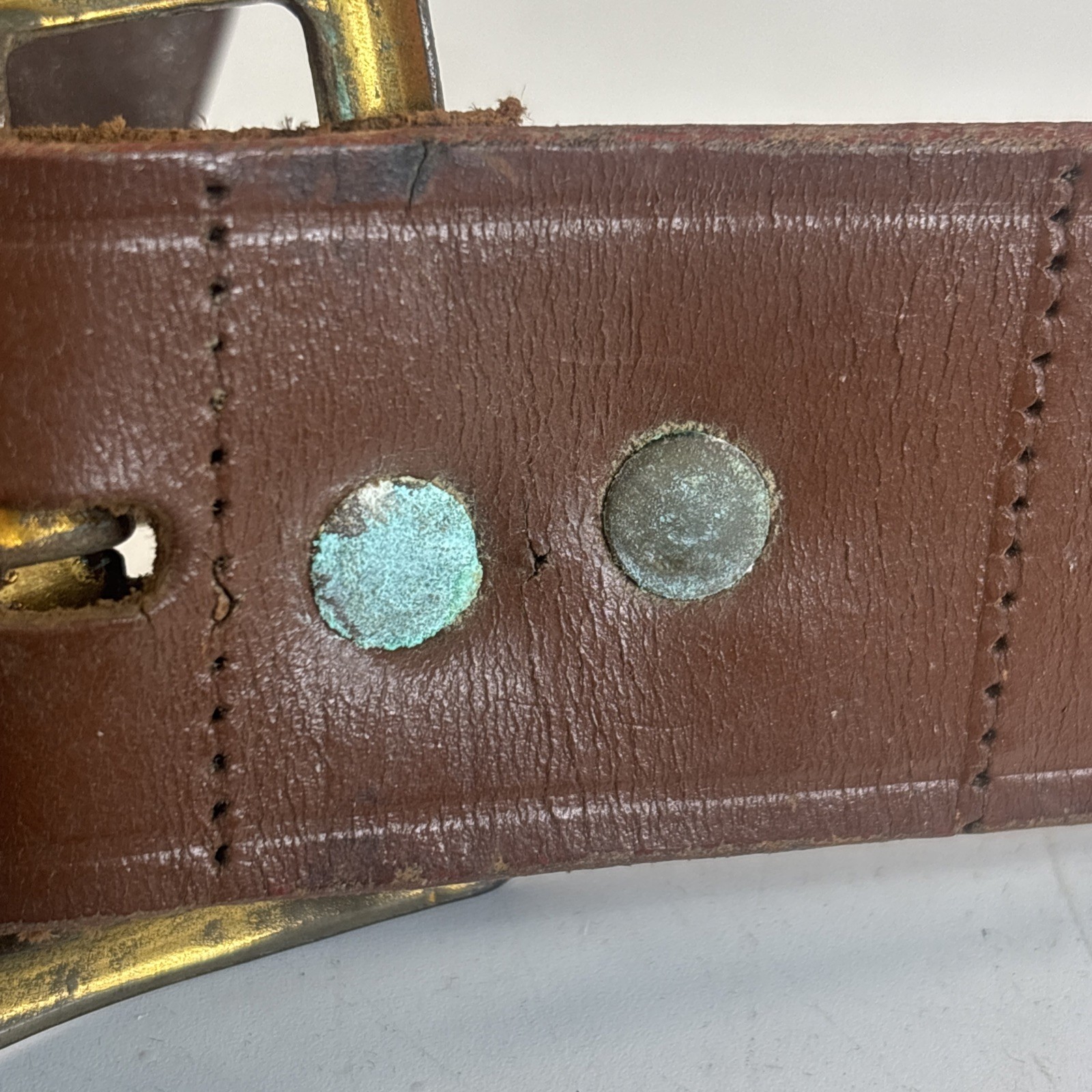 Antique 11 Brass Acorn Sleigh Bells on 41" Leather Strap w/ Copper Rivets VIDEO