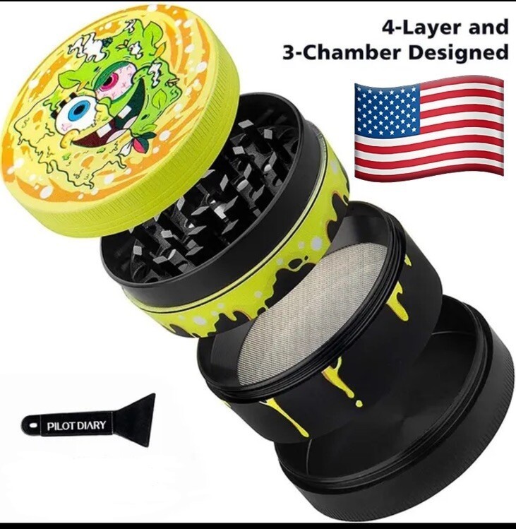 Spongebob Grinder Crusher 4-Layer50mm Herb & Tobacco Grinder Alloy Metal