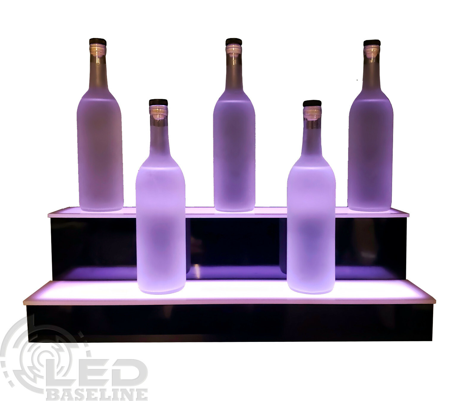 40" 2 Step LED Lighted Glowing Liquor Bottle Display Shelf Home Back Bar Rack