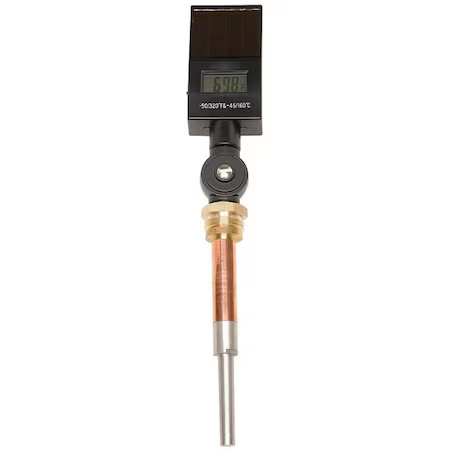 Digital Solar Powered Thermometer, -50 Degrees To 300 Degrees F, Stem Length: 6