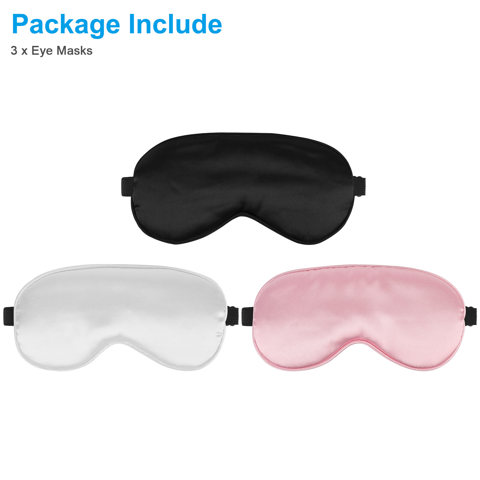 3pcs Travel Eye Mask Sleeping Soft Padded Shade Cover Rest Relax Sleep Blindfold