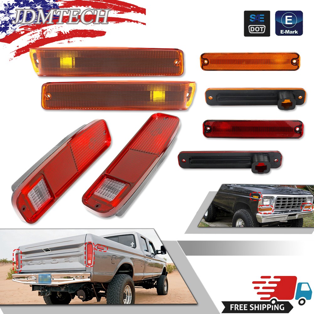 8pcs For FORD F100 F150 F250 E150 Truck 1973-1979 Tail Light Front & Side Marker