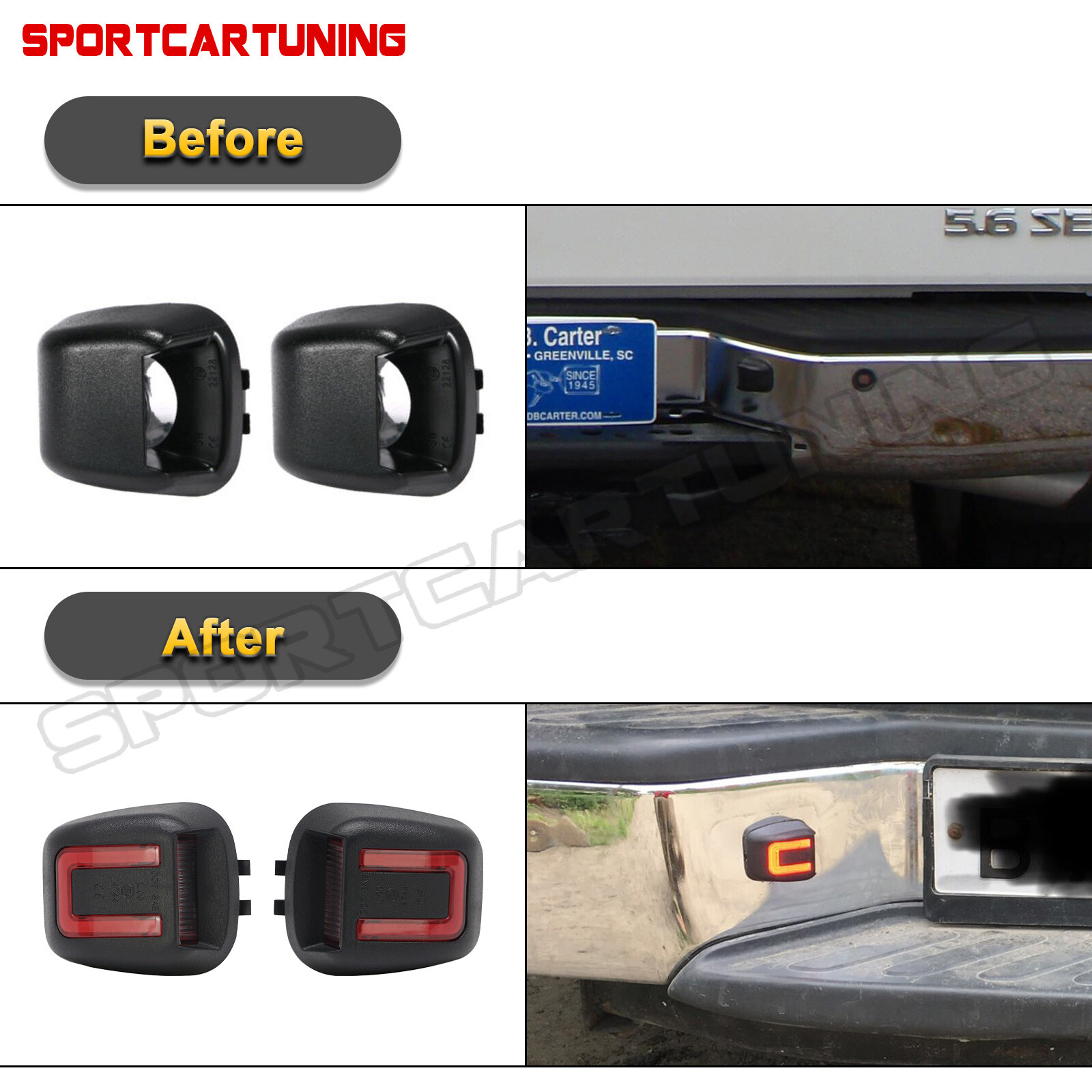 For 07-21 Frontier Titan Xterra Armada White & Red LED License Plate Lights Lamp