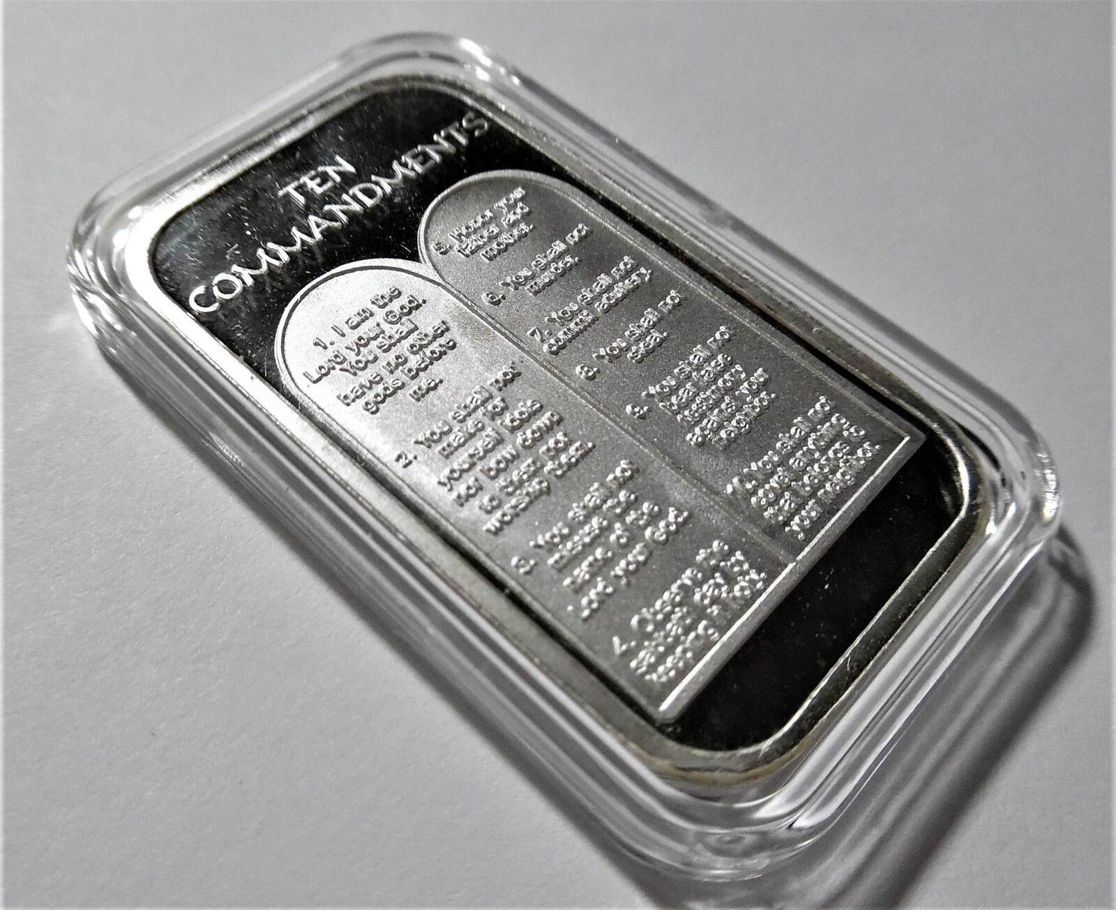 1oz 10 TEN COMMANDMENTS .999 SILVER BAR ~ SEALED IN A HARD PLASTIC AIR-TITE CASE