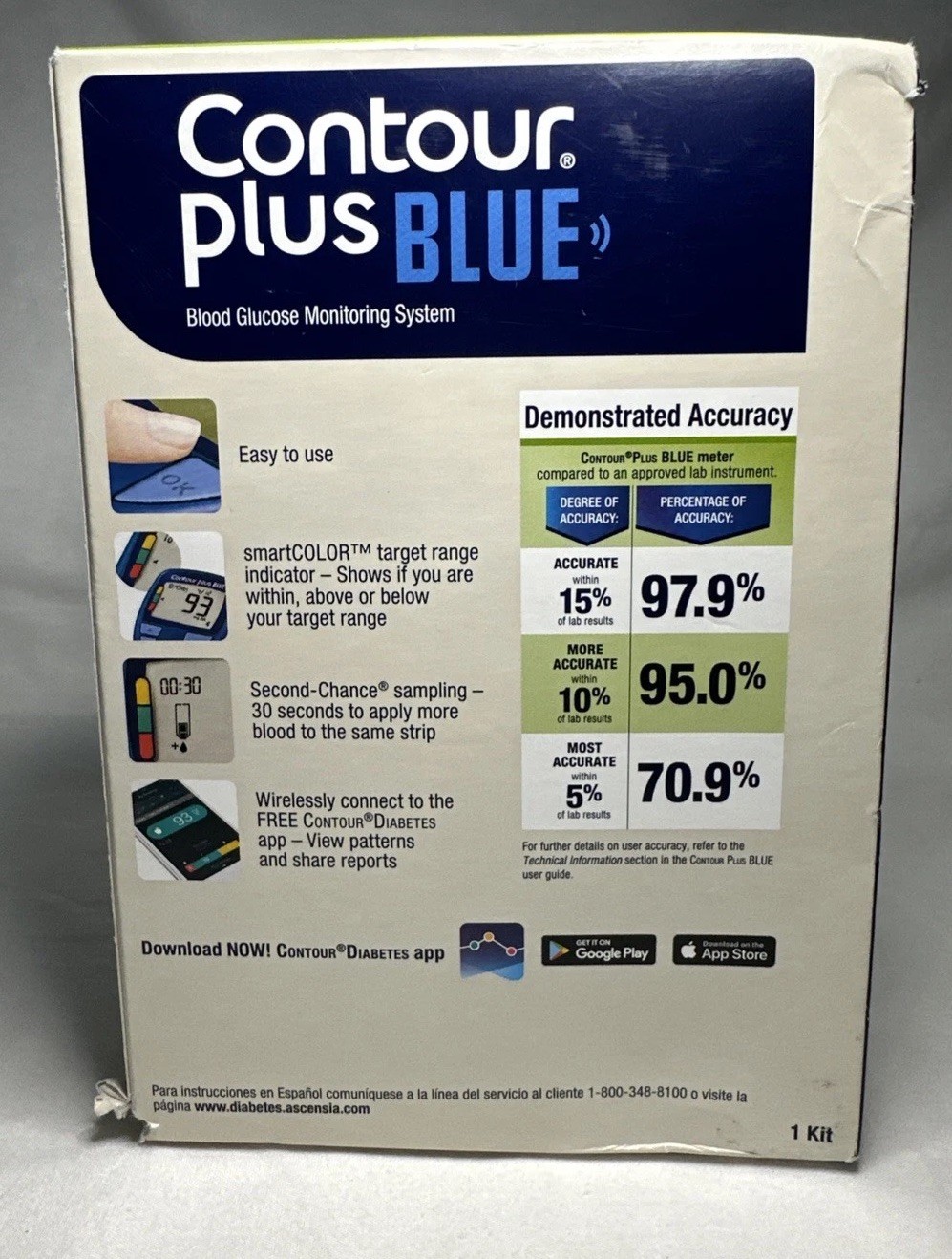 Contour Plus Blue Blood Glucose Monitoring System Diabetes Sugar *Damaged Box*