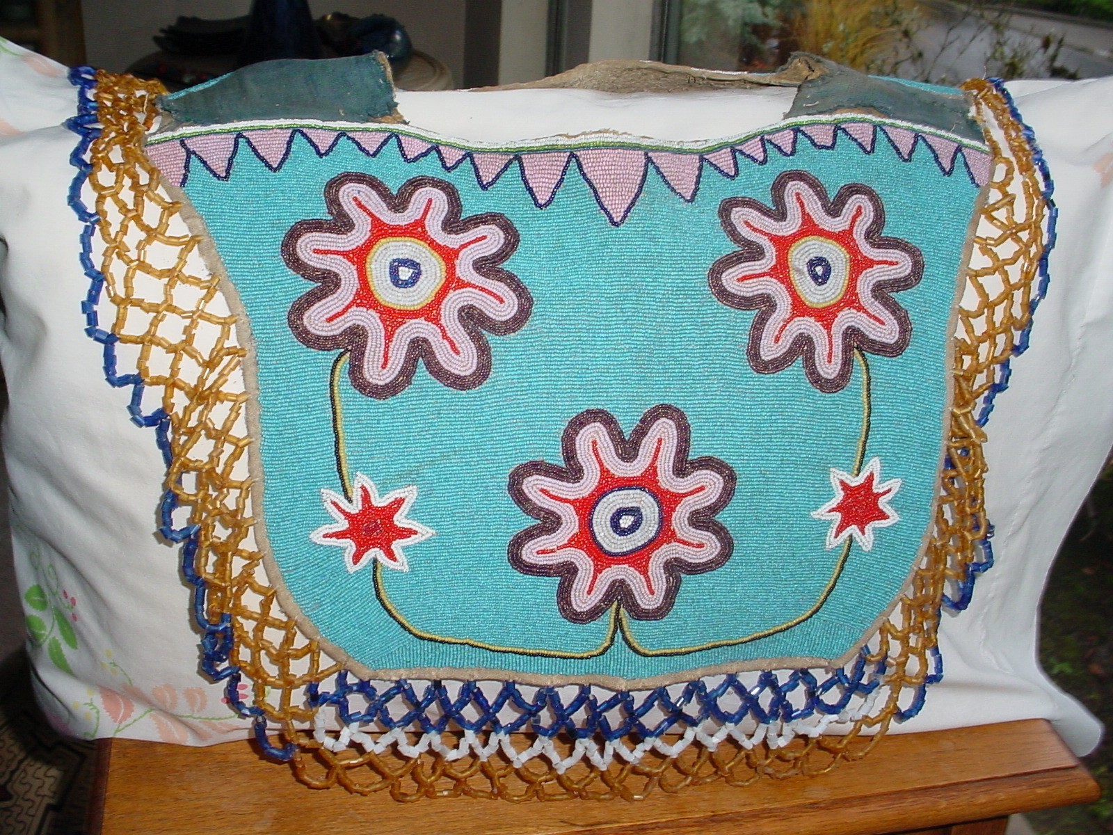 OLD CA 1900 YAKAMA PLATEAU INDIAN FULLY BEADED CAPE YOKE JINGLE DANCE