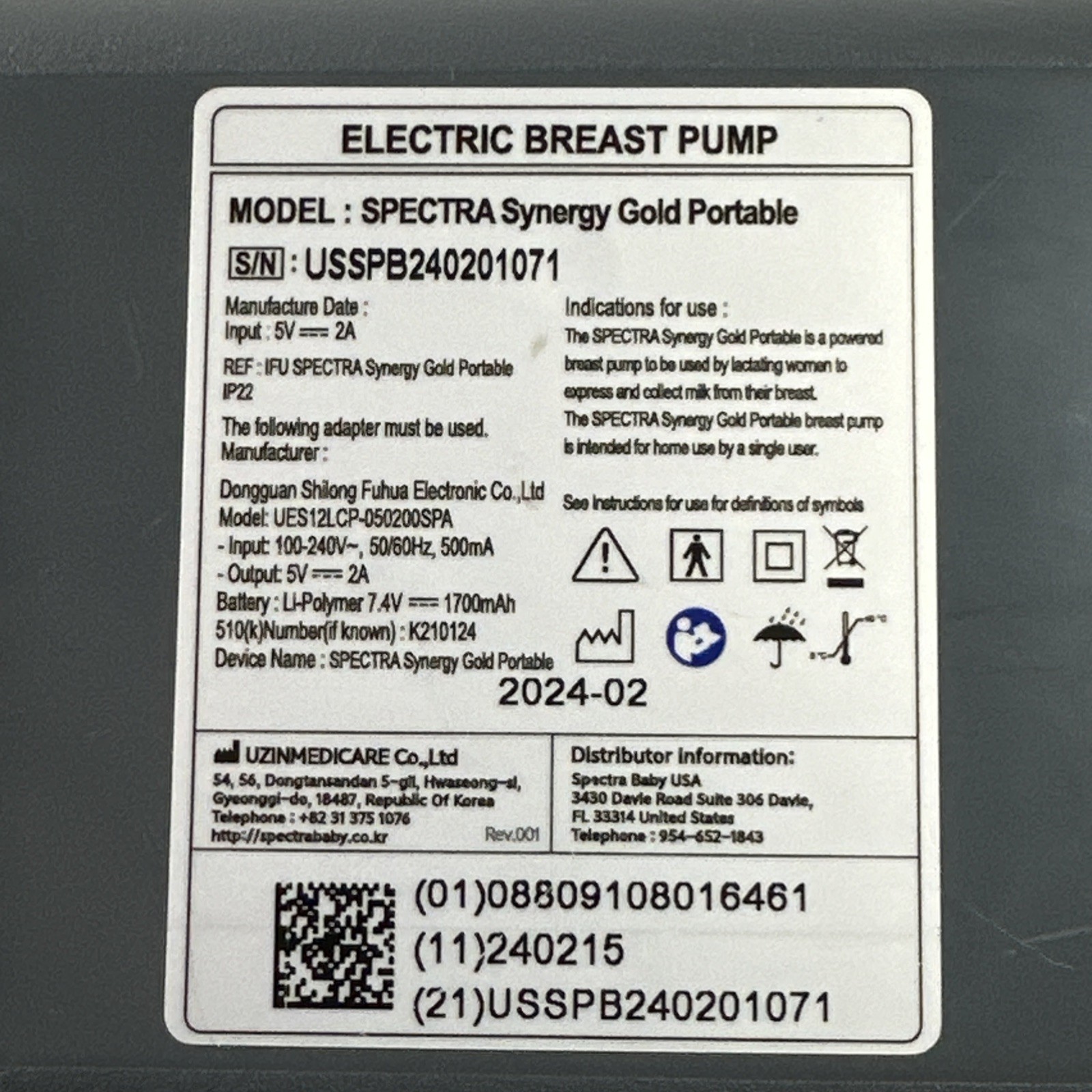 Tested 🔥 Spectra Synergy Gold Portable Double Electric Breast Pump Unit ONLY