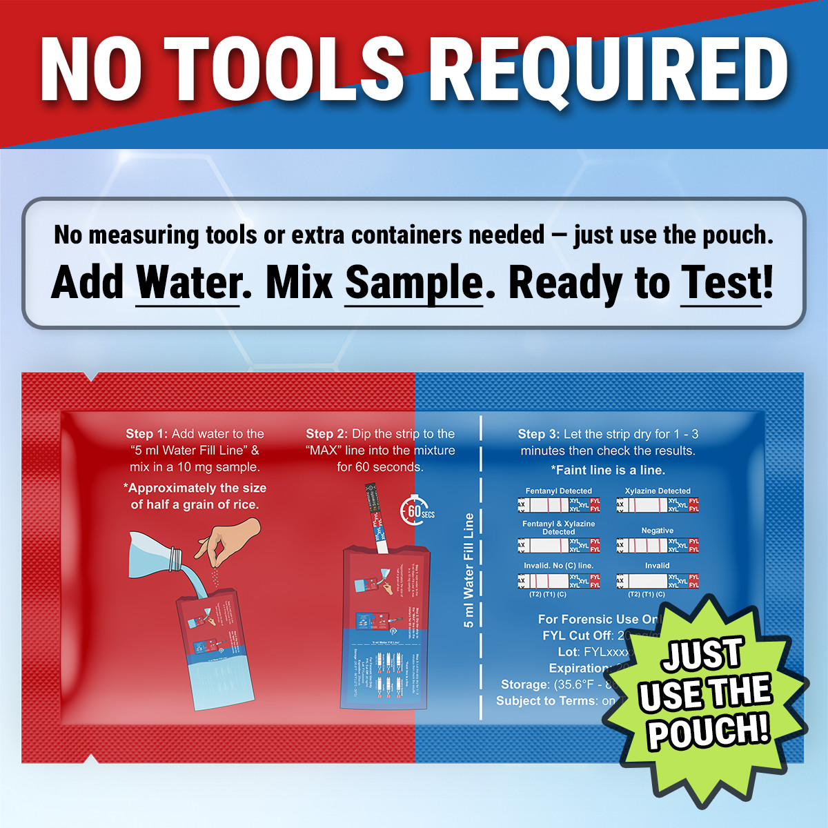 TN Scientific FYL & XYL Drug Test Strips [100Pack] Powder, Liquid, & Urinalysis