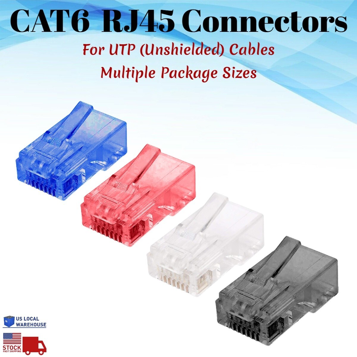 CAT6 RJ45 Connector Network Cable Modular Plug UTP End Pass Through 8P8C EZ Lot
