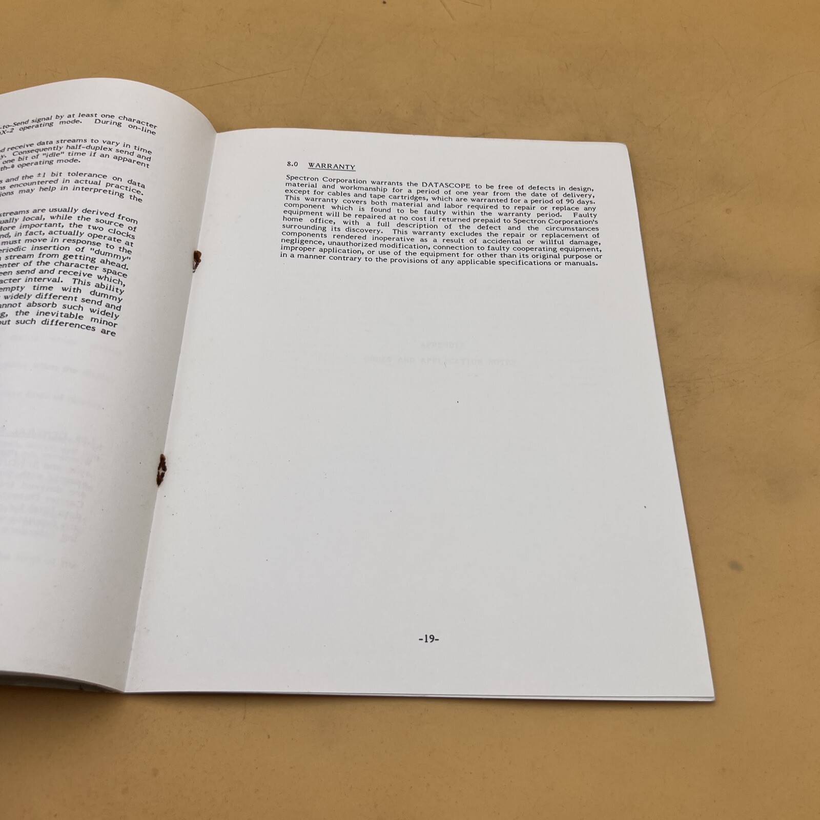 Spectron Datascope Model D-601C Maintenance Instruction Manual Guide, Original