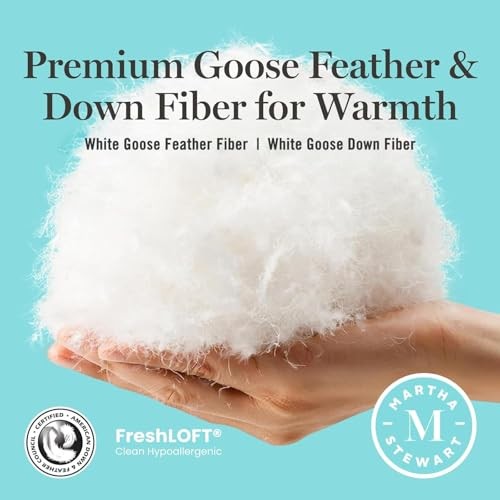 White Goose Size Feathers Down Fiber Comforter, Ultra King White/Extra Warmth