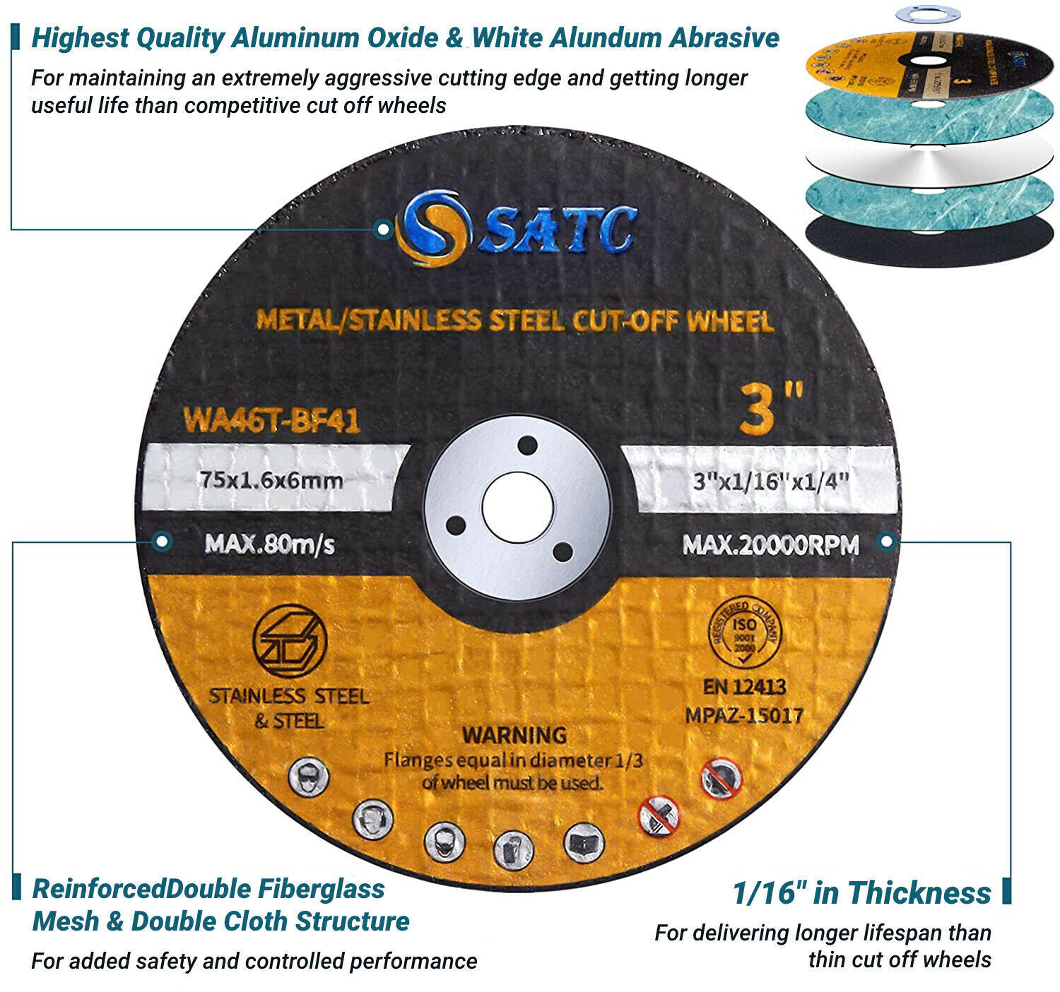 25PCS 3 inch Cut Off Wheels 1/4" Arbor Die Grinder Metal Cutting Disc Blade Tool