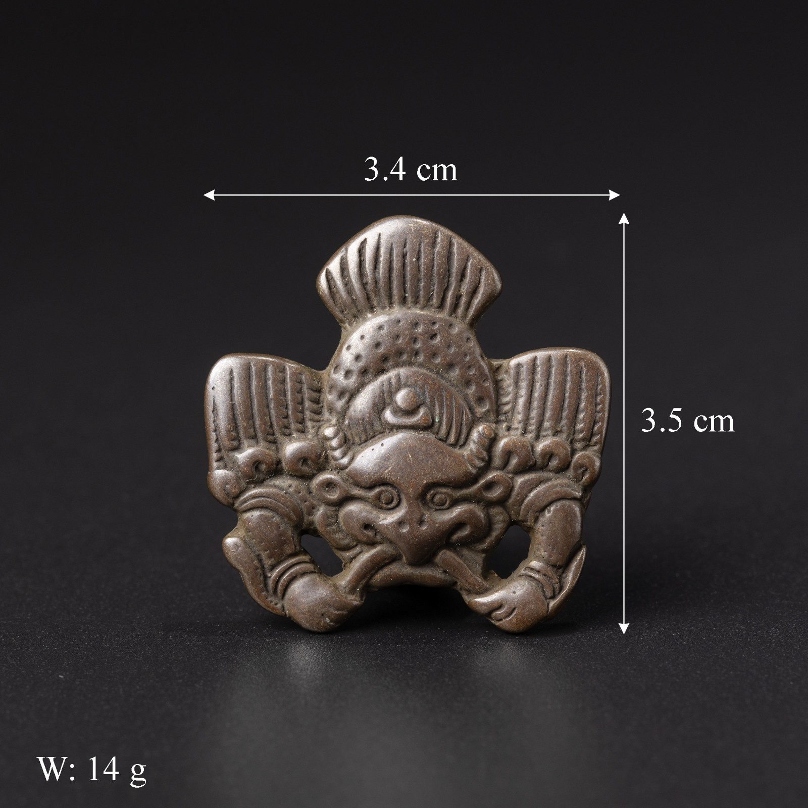 Antique Tibetan Bronze Redpoll Winged Garuda Amulet