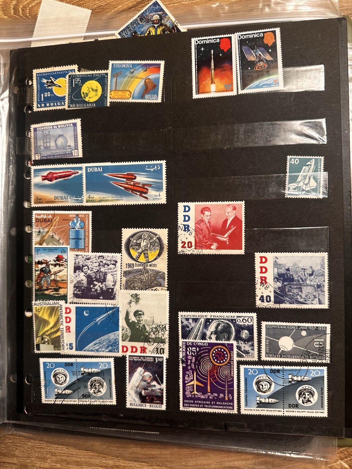 Cold War Space Race Stamp Collection USSR NASA Apollo Vostok Thematic Lot