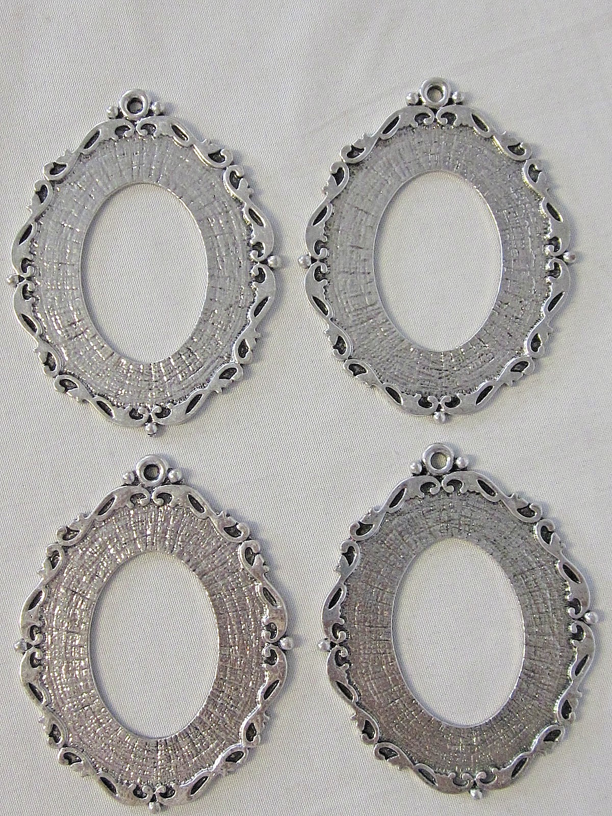 4pc Will Hold 40x30 up to 53x43mm Cameo Cabochon Antique Silver Pendant Settings