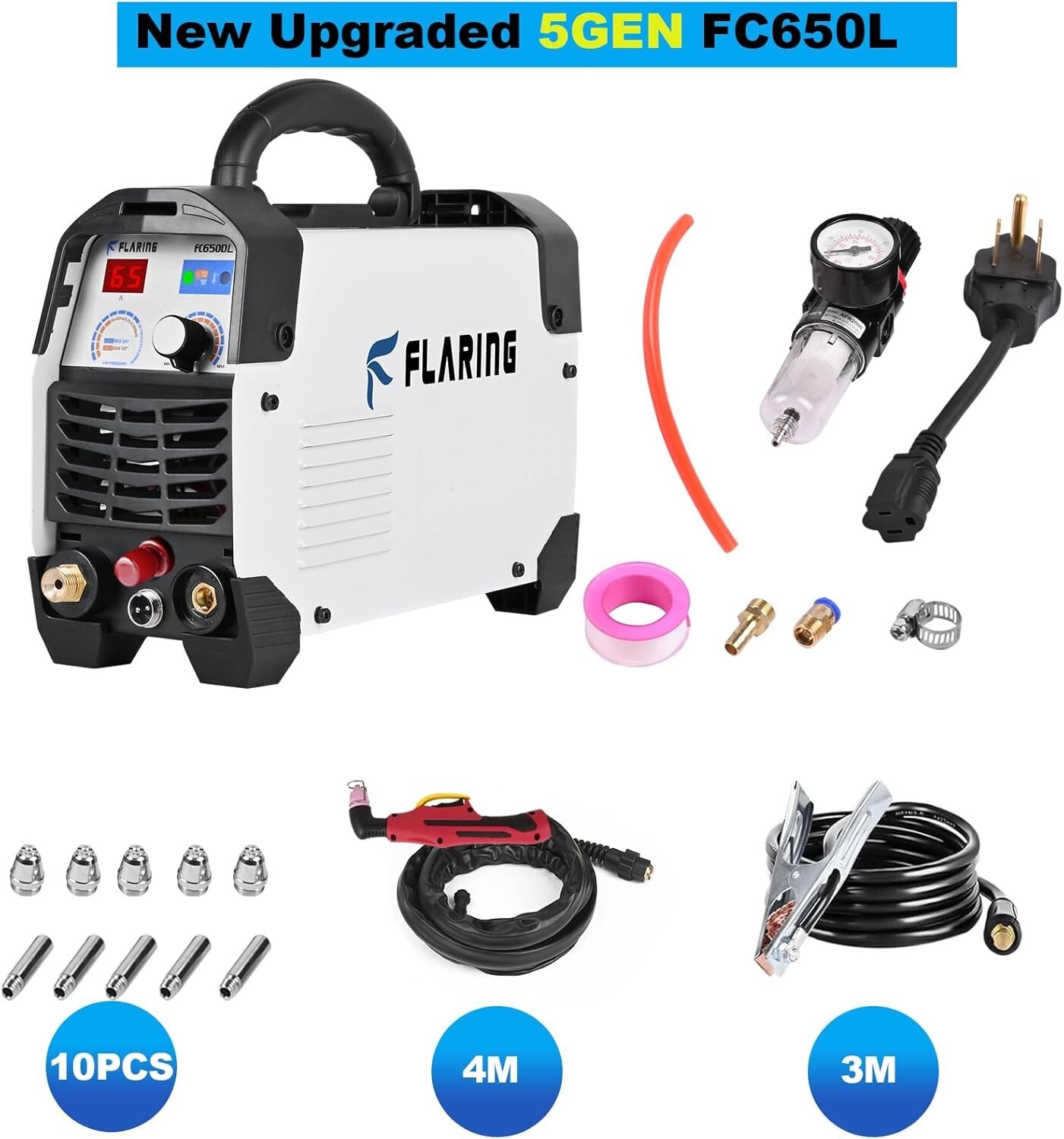 FLARING Plasma Cutter,65Amp Non-Touch Pilot Arc Plasma Cutter Machine 120V/240V