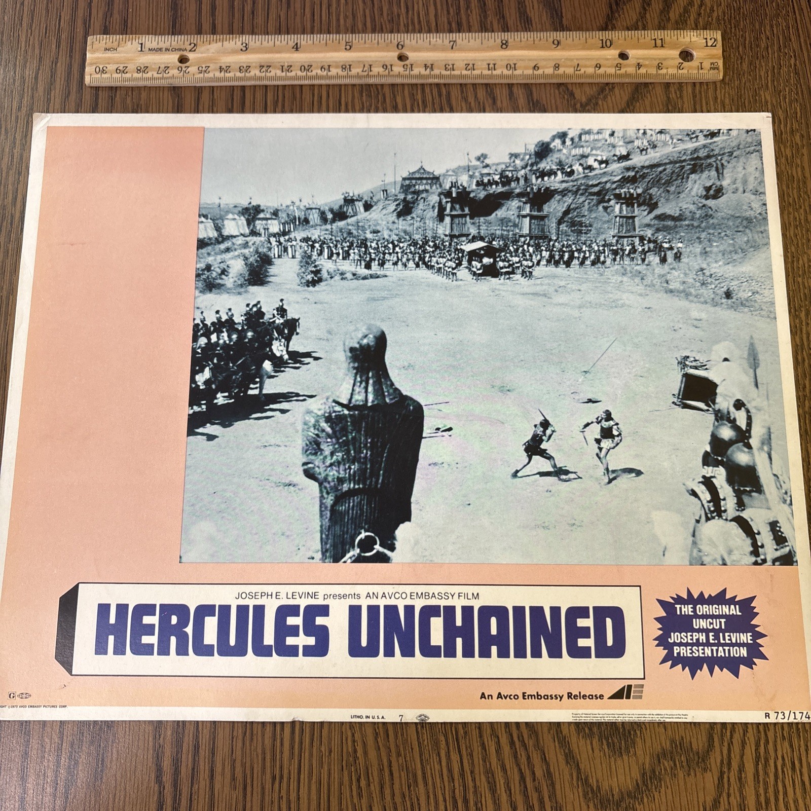 VTG 1973 Hercules Unchained Movie Lobby Card Poster Steve Reeves Joseph Levine