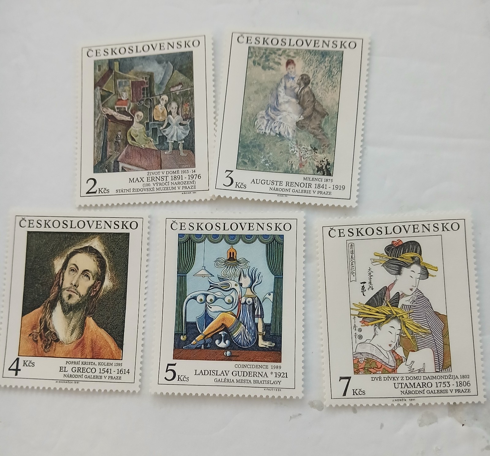 Czechoslovakia Scott 2843-2847 MNH paintings 1991
