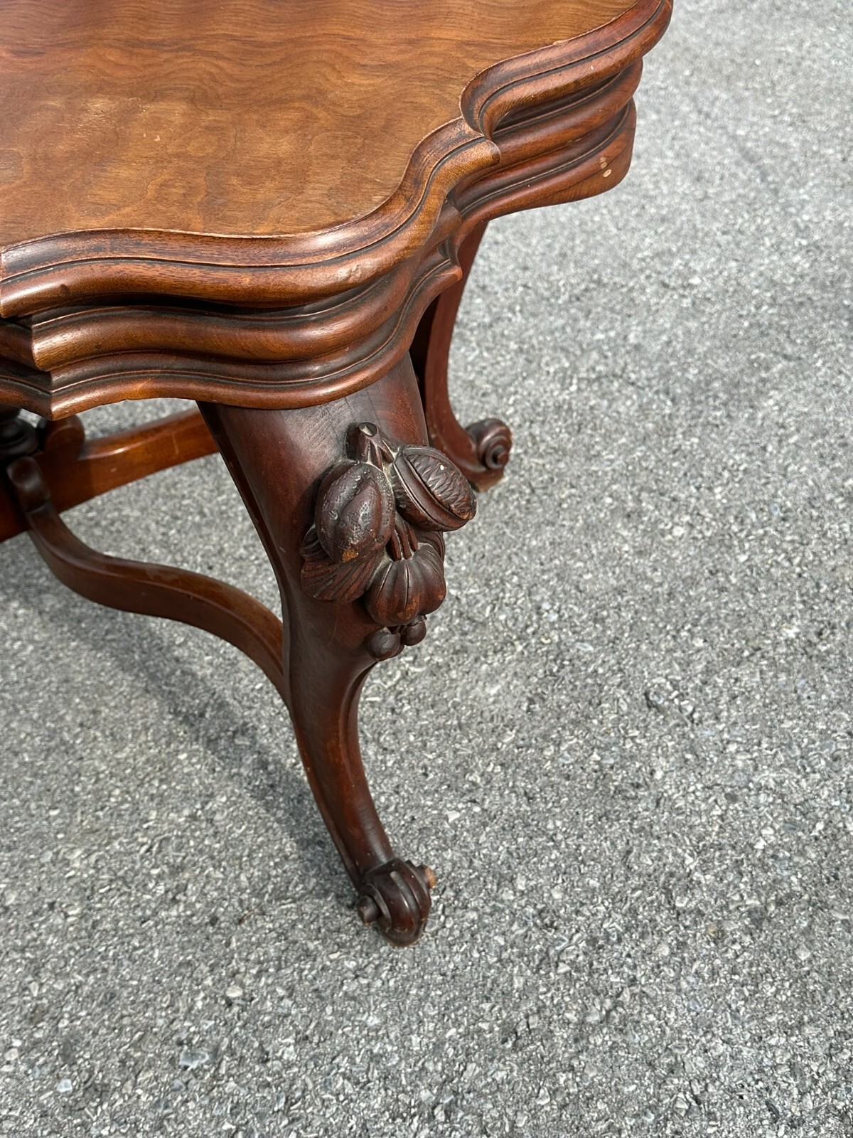 antique carved victorian parlor table center stand 1870 clean turtle top