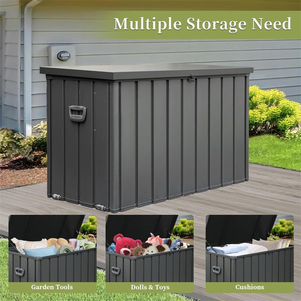 200 Gallon Outdoor Waterproof Storage Deck Box Large Patio Storage Bin Dark Gray