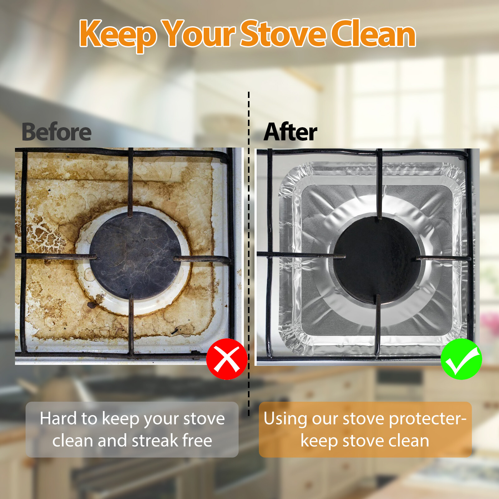 100 Pcs Disposable Aluminum Foil Square Gas Stove Burner Liners Heavy Bib Cover