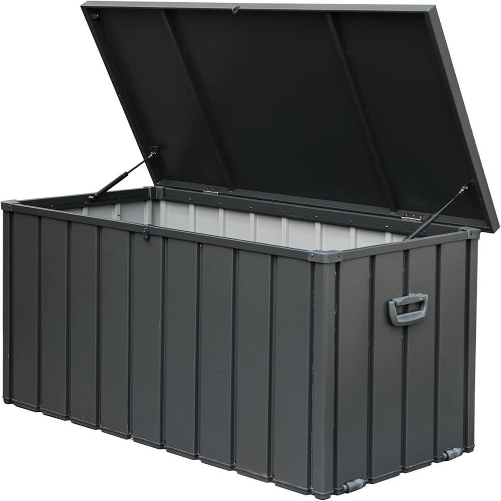 200 Gallon Outdoor Waterproof Storage Deck Box Large Patio Storage Bin Dark Gray