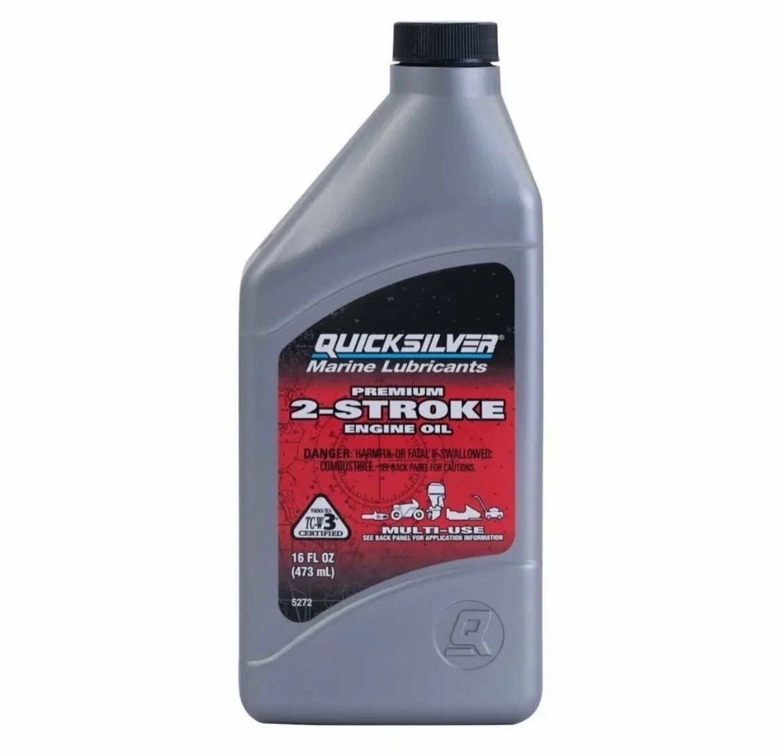 (Box of 6)  Quicksilver Marine Lubricant Premium  2-Stroke Engine Oil, 16 Ounces