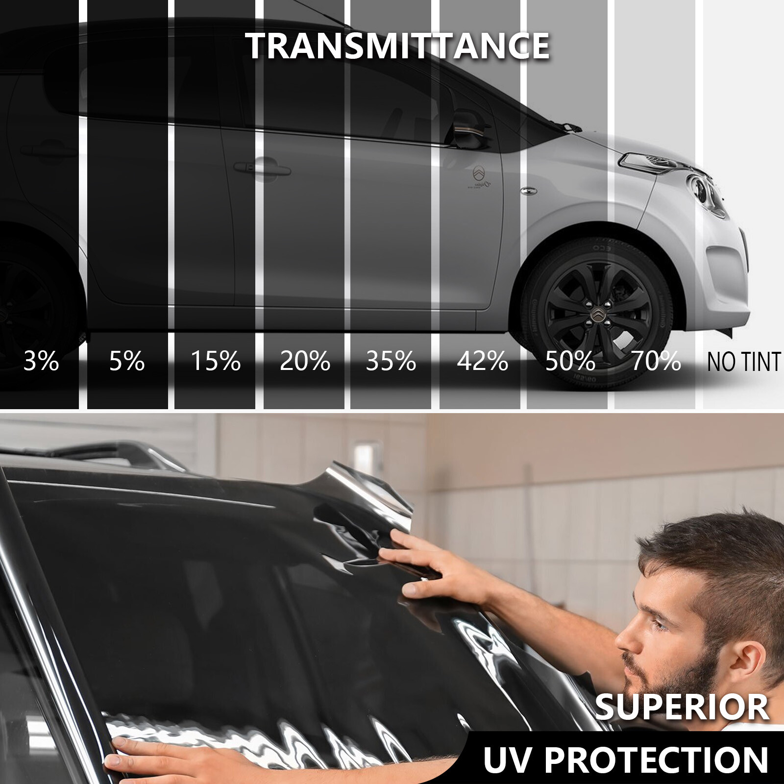 Nano Carbon Window Film 2-PLY 5% 20% 35% VLT Tint Shade All Sides & Rears