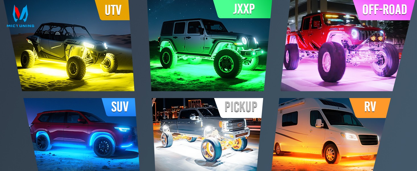 MICTUNING C4 RGBW LED Rock Lights - 12 Pods Full Anglw Underglow Underbody Lamp