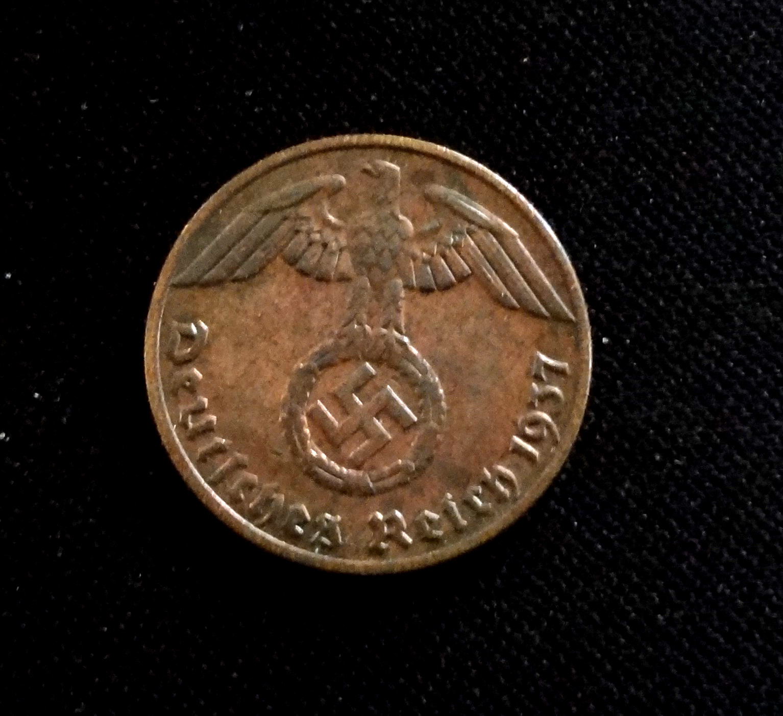 WWII German Third Reich Nazi Coin 1937-A 1 Reichspfennig