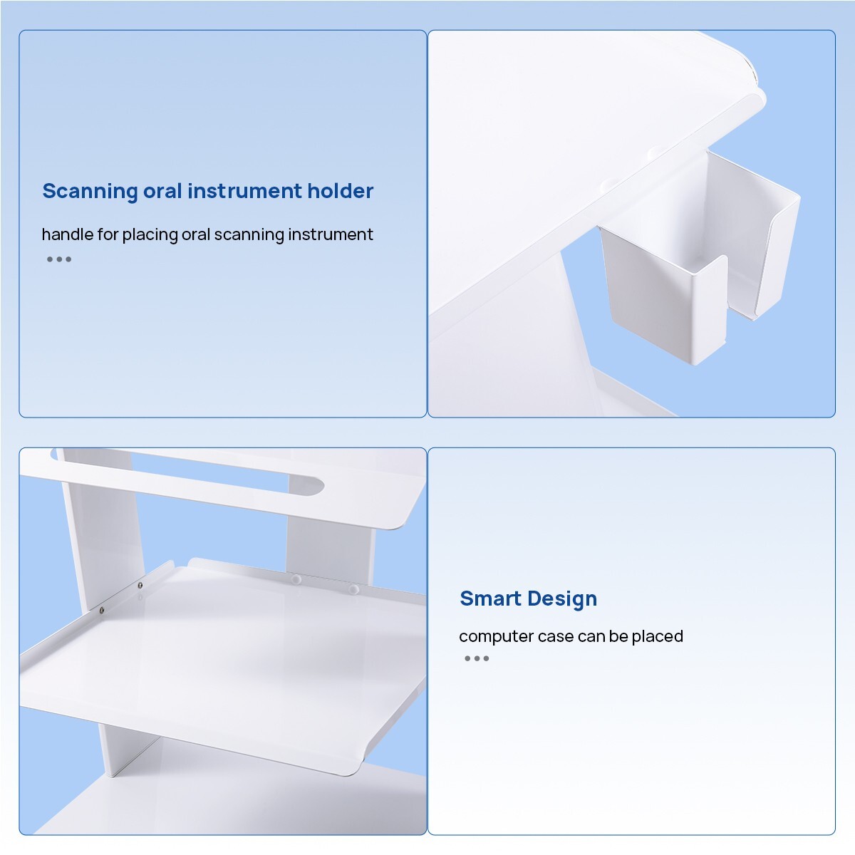 Dental Medical Cart Mobile Instrument Trolley Stand fit for Intra Oral Endoscope