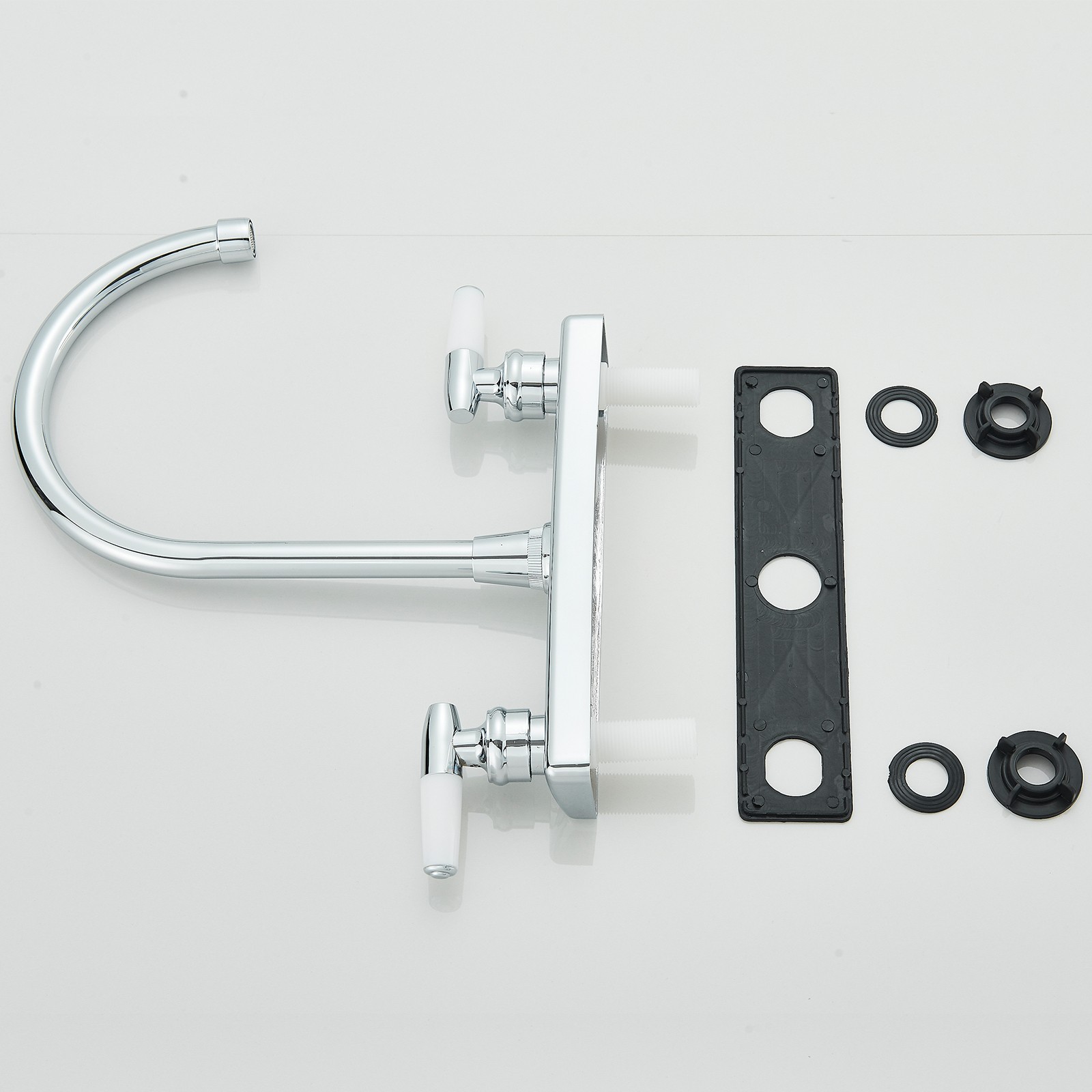 Chrome High Arc Kitchen Faucet 8 inch Centerset 3 Hole 2 Handle Sink Mixer Taps