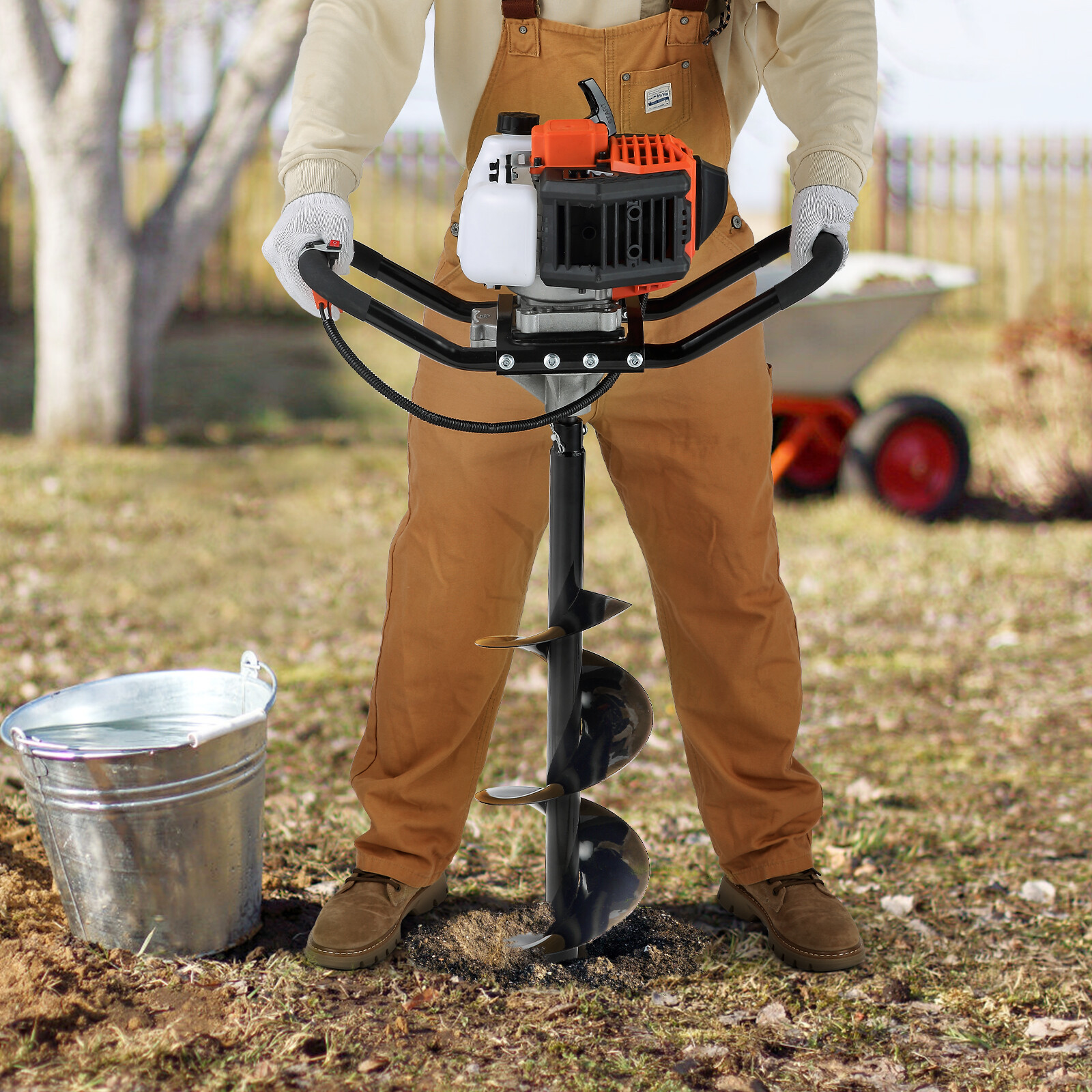 43cc Gas Powered Post Hole Digger with 8-Inch Auger Bit