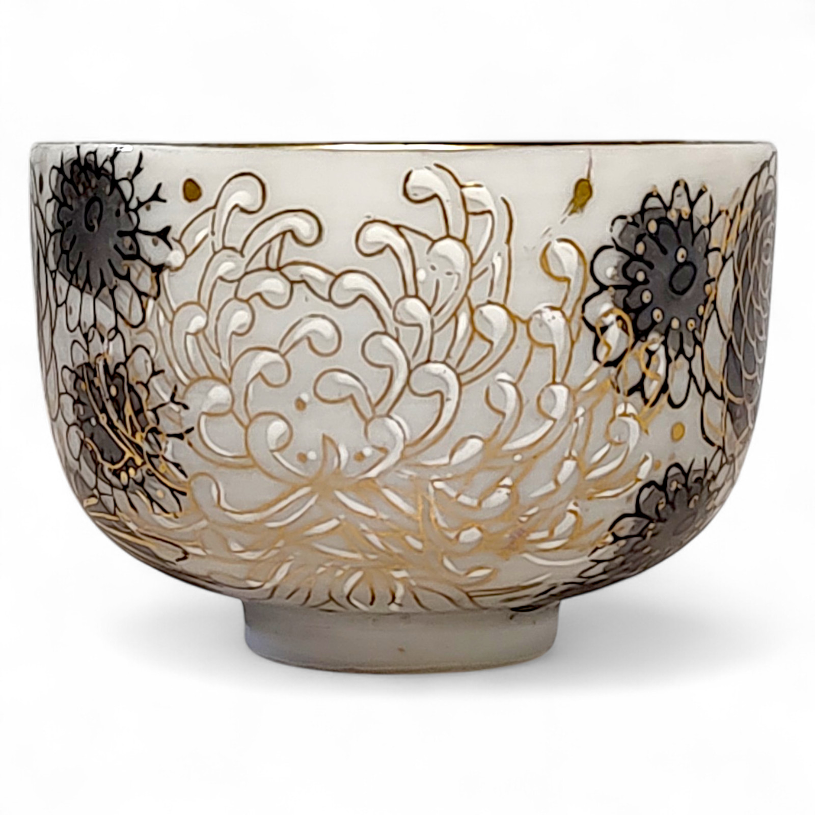 Vintage Kutani Fujita Floral Chrysanthemum Ceramic Porcelain Tea Cup 2" Japan