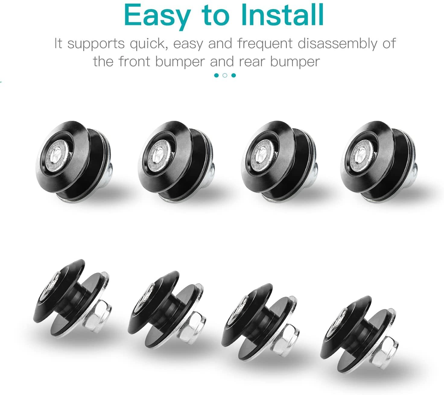 8PCS Black Bumper Quick Release Front Rear Bumper Fastener Trunk Fender clip Kit