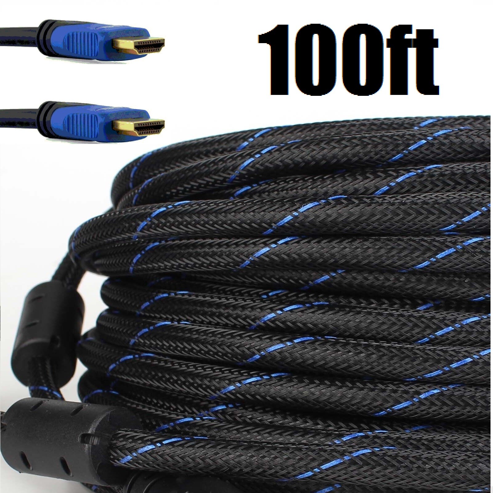 HDMI 1.4 CABLE Cord 6FT 10FT 15FT 25FT 30FT 50FT 75FT 100FT HIGH SPEED Blue Lot